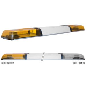 Warnbalken-LED XPRESS 2ELP360, L=97cm, 10-30VDC, Warn-u.Haubenfarbe gelb, Module:2x ELP360, mittig LED-beleuchtbares (12 o. 24VDC) Schild 60cm