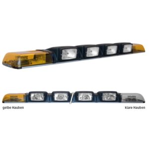 Warnbalken-LED XPRESS 2ELP360-4H4, L=170cm, 24VDC, Warnfarbe Gelb, Haubenfarbe Klar, 2x ELP360, 2x V-Spiegel, 4x H4-Scheinwerfer, Kabelaustritt rechts, Beschaltung: jeder Scheinwerfer einzeln