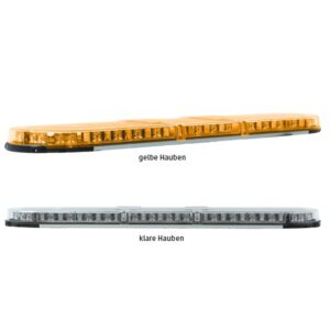 Warnbalken-LED XPERT-LP 4PRO-2PROM-2PROM, L=141cm, 10-30VDC, Warnfarbe gelb, Haubenfarbe klar, Module: Ecken 4x PRO, vorne+hinten je 2x PROM, alle 1-reihig, Beschaltung:Ecken/Innen