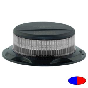 Kennleuchte-LED Serie MINILED-POWER, DMxH=142x47mm, 10-30V, Warnfarbe Blau/Rot, Haubenfarbe Klar, R65(Blau)/Class 2, R10, 3-Punktbefestigung