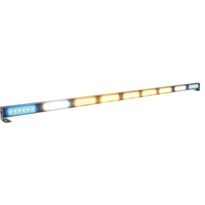 Heckwarnsystem HWS-SLIMLINE 09, LxHxT=1247x35x28mm, 10-30V, Module B-W-G-G-G-G-G-W-B, versch. Warnblink- u. Lauflichtmuster, Steuermodul, ohne Bedienung, Zul. R65-R10,R23, B=Blau, G=Gelb, W= Retourscheinwerfer