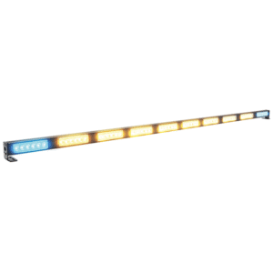 Heckwarnsystem HWS-SLIMLINE 10, LxHxT=1386x35x28mm, 10-30V, Module B-G-G-G-G-G-G-G-G-B, versch. Warnblink- u. Lauflichtmuster, Steuermodul, ohne Bedienung, Zul. R65-R10, B=Blau, G=Gelb