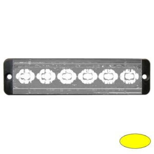 LED-Blitzleuchte Slimline E52-10016-EA, LxHxT=124x30x10mm, 10-30VDC, 6 3W-LEDs,  Warnfarbe gelb, Haubenfarbe klar, Anbaugehäuse, nur 10mm flach(!), Blinkrelais eingebaut