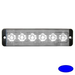 LED-Blitzleuchte Slimline E52-10016-EB, LxHxT=124x30x10mm, 10-30VDC, 6 3W-LEDs, Warnfarbe blau, Haubenfarbe klar, Anbaugehäuse, nur 10mm flach(!), Blinkrelais eingebaut