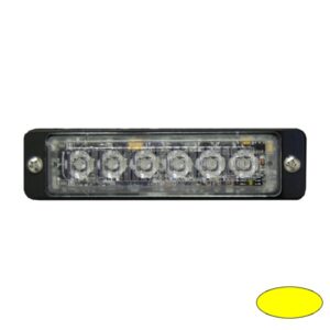 Blitzleuchte-LED ULTRA SLIM-EA, LxHxT=112x28x9mm, 10-30VDC, 6 3W-LED, Warnfarbe Gelb, Haubenfarbe Klar, Anbaugehäuse, nur 9mm flach(!), Blinkrelais eingebaut