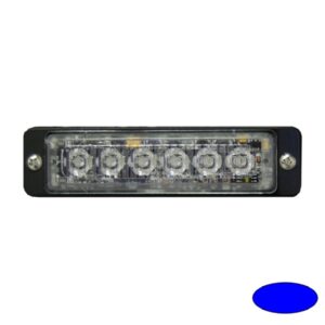 Blitzleuchte-LED ULTRA SLIM-EB, LxHxT=112x28x9mm, 10-30VDC, 6 3W-LED, Warnfarbe Blau, Haubenfarbe Klar, Anbaugehäuse, nur 9mm flach(!), Blinkrelais eingebaut