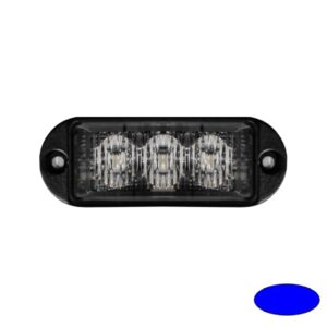 Blitzleuchte-LED ULTRA SLIM MINI-EB, LxHxT=75x28x10mm, 10-30VDC, 3x 3W-LED, Warnfarbe Blau, Haubenfarbe Klar, Anbaugehäuse, nur 10mm flach(!), Blinkrelais eingebaut