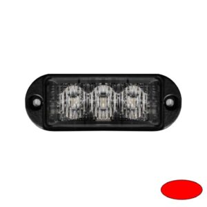 Blitzleuchte-LED ULTRA SLIM MINI-ER, LxHxT=75x28x10mm, 10-30VDC, 3x 3W-LED, Warnfarbe Rot, Haubenfarbe Klar, Anbaugehäuse, nur 10mm flach(!), Blinkrelais eingebaut