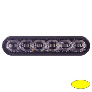 Blitzleuchte-LED mPOWER4, LxHxT=103x23x12mm, 10-30VDC, 8 3W-LED, Warnfarbe Gelb, Haubenfarbe Klar, Linse und schwarzes Anbaugehäuse aus Silikon, Gewindebolzen-Montage, Blinkrelais eingebaut, langes Kabel