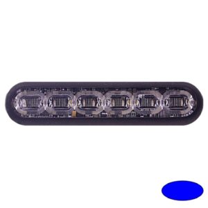 Blitzleuchte-LED mPOWER4, LxHxT=103x23x12mm, 10-30VDC, 8 3W-LED, Warnfarbe Blau, Haubenfarbe Klar, Linse und schwarzes Anbaugehäuse aus Silikon, Gewindebolzen-Montage, Blinkrelais eingebaut, langes Kabel