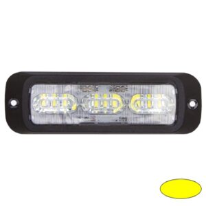 Blitzleuchte-LED BOLT2, LxHxT=129x41x12mm, 10-30VDC, 9 3W-LED, Warnfarbe Gelb, Haubenfarbe Klar, Aufbaurahmen schwarz