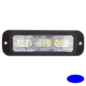 Blitzleuchte-LED BOLT2, LxHxT=129x41x12mm, 10-30VDC, 9 3W-LED, Warnfarbe Blau, Haubenfarbe Klar, Aufbaurahmen schwarz