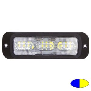 Blitzleuchte-LED BOLT2, LxHxT=129x41x12mm, 10-30VDC, 9 3W-LED, Warnfarbe Blau/Gelb, Haubenfarbe Klar, Aufbaurahmen schwarz