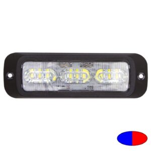 Blitzleuchte-LED BOLT2, LxHxT=129x41x12mm, 10-30VDC, 9 3W-LED, Warnfarbe Blau/Rot, Haubenfarbe Klar, Aufbaurahmen schwarz