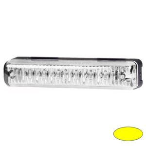 Blitzleuchte-LED XLOW2-EA, LxHxT=91x19x22mm, 10-30VDC, 6x 2,2W-LED, Warnfarbe Gelb, Haubenfarbe Klar, Anbaugehäuse, nur 19mm hoch(!), Blinkrelais eingebaut, inkl. hilfreichem Montagezubehör