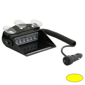 LED-Blitzleuchte 1056, Warnfarbe Gelb, BxHxT=154x53x130mm, Montage hinter der Frontscheibe, inkl. Saugnapfkit, Blendschutz und Kabel für Zigarettenanzünder, 10-30V