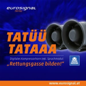 Optionale Hardwareerweiterung zu System Eurosmart Gen2.2: DIGITALES KOMPRESSORHORN inkl. Sprachmodul: 'RETTUNGSGASSE BILDEN!'