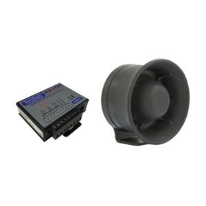 Sirenensystem EUROSMART COMPACT ECO, 12VDC, alle Tonfolgen, Set: Verstärker 8-82413 plus 1 Lautsprecher 7050-RC, Hupe neg.