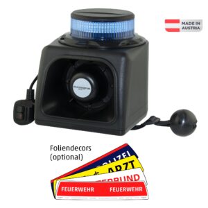 EUSIG-M2.0 STANDARD, Kennleuchte Warnfarbe Blau, Sirene 50W, Einsatzton Stadtwerke-AT, Magnetfüsse, 12V