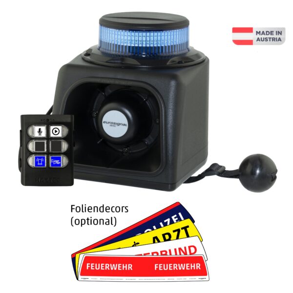 EUSIG-M2.0 COMPLETE, Sirene 50W, Einsatzton Feuerwehr-AT, Mikro-Bedienteil, Magnetfüsse, 12V