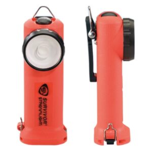Handlampe SURVIVOR Z0 LED, 3W C4 Cree-LED, flacher Lampenkopf, Gehäusefarbe Orange, Akkuhandlampe mit 12/230V Ladesystem "Steady Charger"
