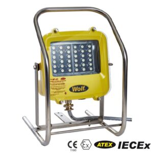 Arbeitsscheinwerfer Wolf WF-300XL, 24V,  Zone 1 ATEX EX-Schutz zertifiziert: II 2 GD Ex eb mb op is IIC T4 Gb Ex tb op is IIIC T118°C Db T = -40°C to +55°C, 36 High-Power LEDs, 8447lm, inkl. 10m SY Anschlusskabel mit ATX Steckverbindung