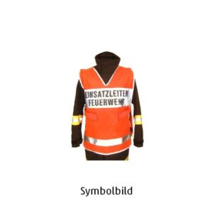 WARNWESTE orange mit zweizeiliger Aufschrift FEUERWEHR-EINSATZLEITER, EN471/2